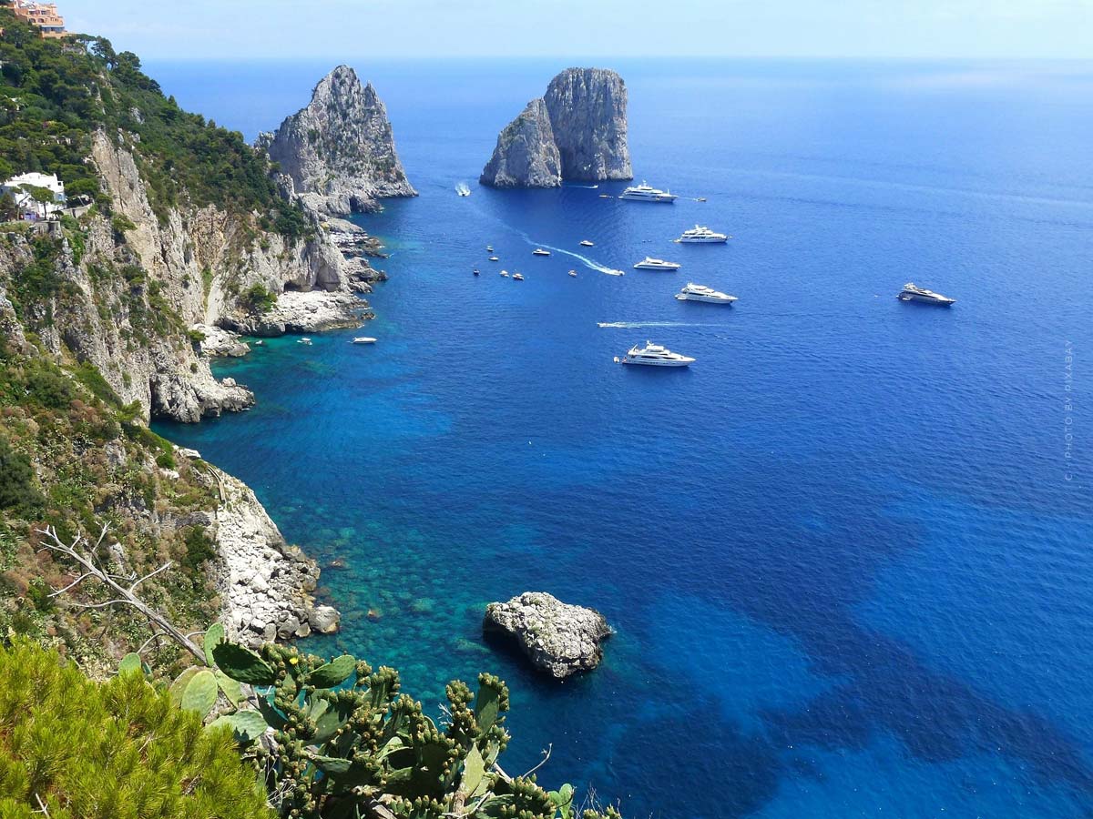 Capri Italy – Yachts, Cliffs and Boats near the Island of Naples