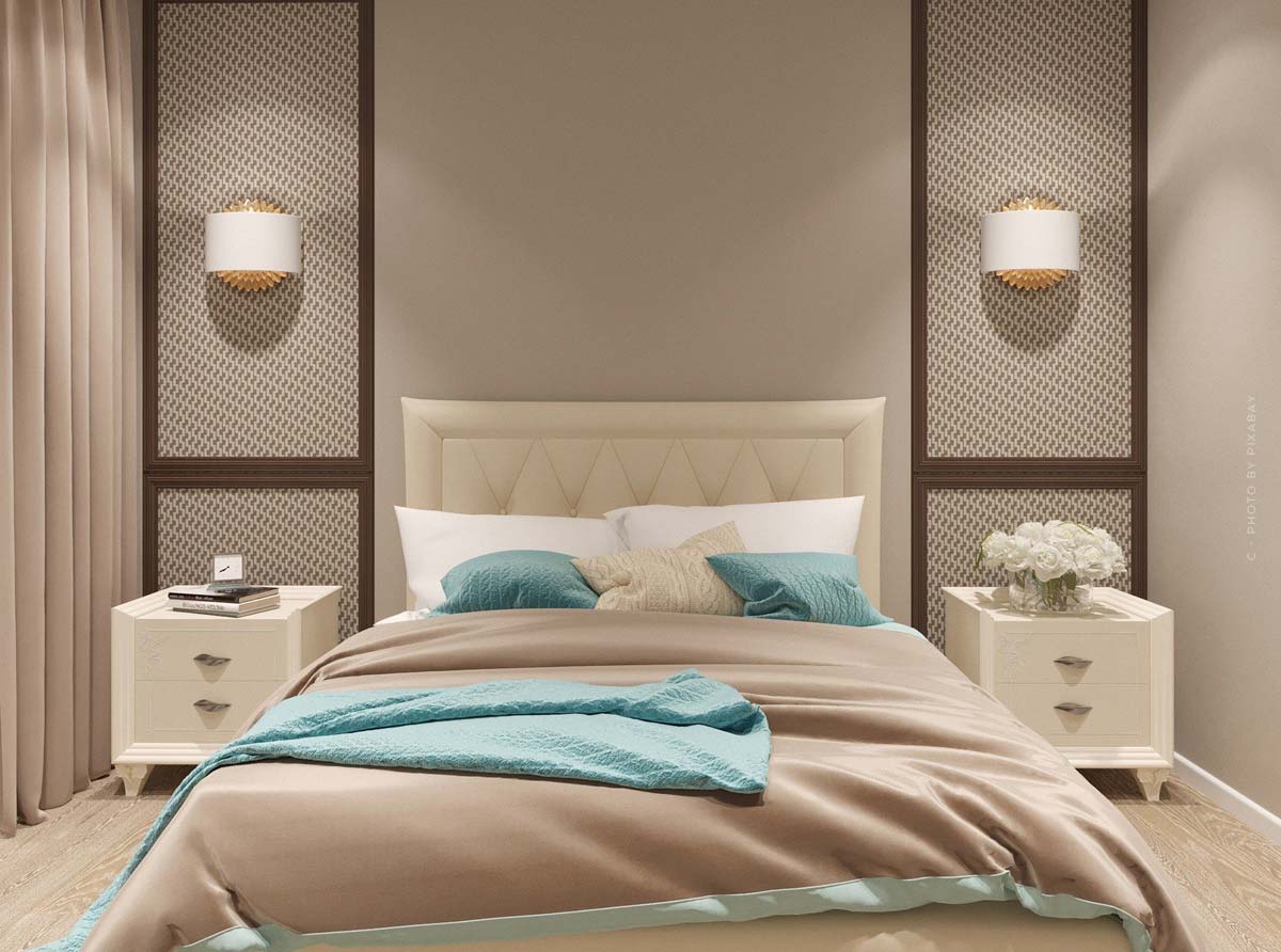 tiffany blue and brown bedroom