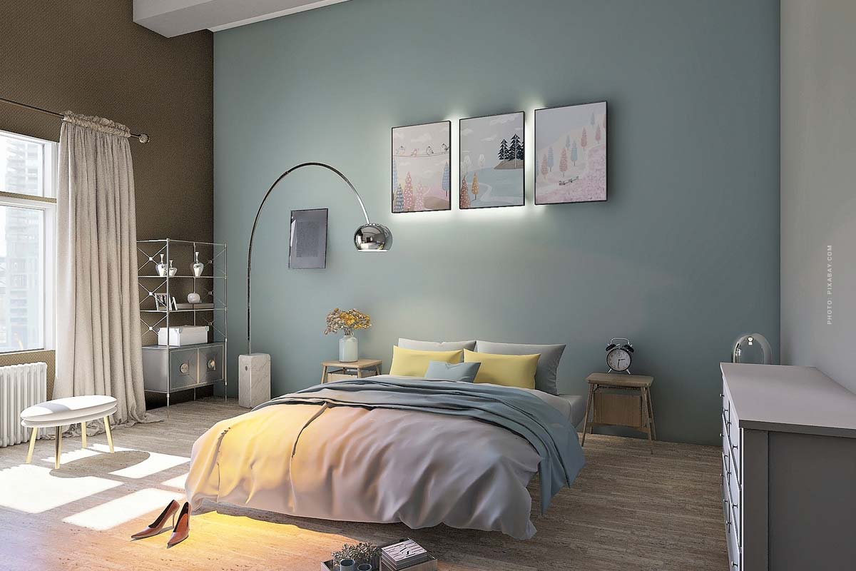 schlafzimmer-ideen-tipps-modern-gemütlich-einrichten-gestalten-dekorieren-inspiration-bett-fenster-lampe